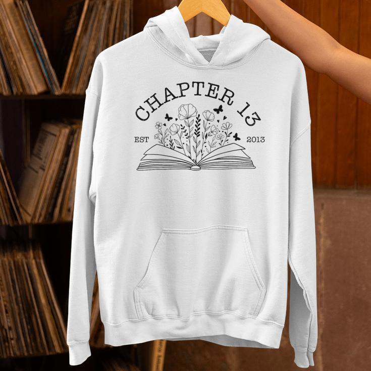 Cute 13th Birthday Chapter 13 Est 2013 Wildflower Book Lover Unisex Hoodie