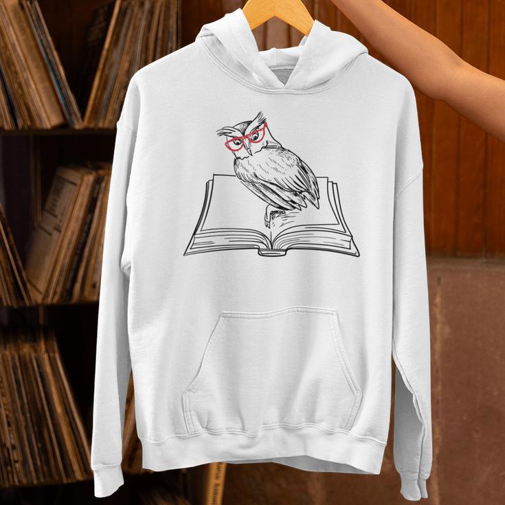Cute Forest Animal Owl Reading Books Literature Unisex Hoodie