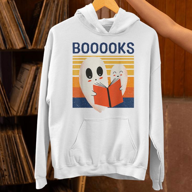 Cute Ghost Book Reading Halloween Teacher Puns Booooks Men Women Kids Unisex Hoodie