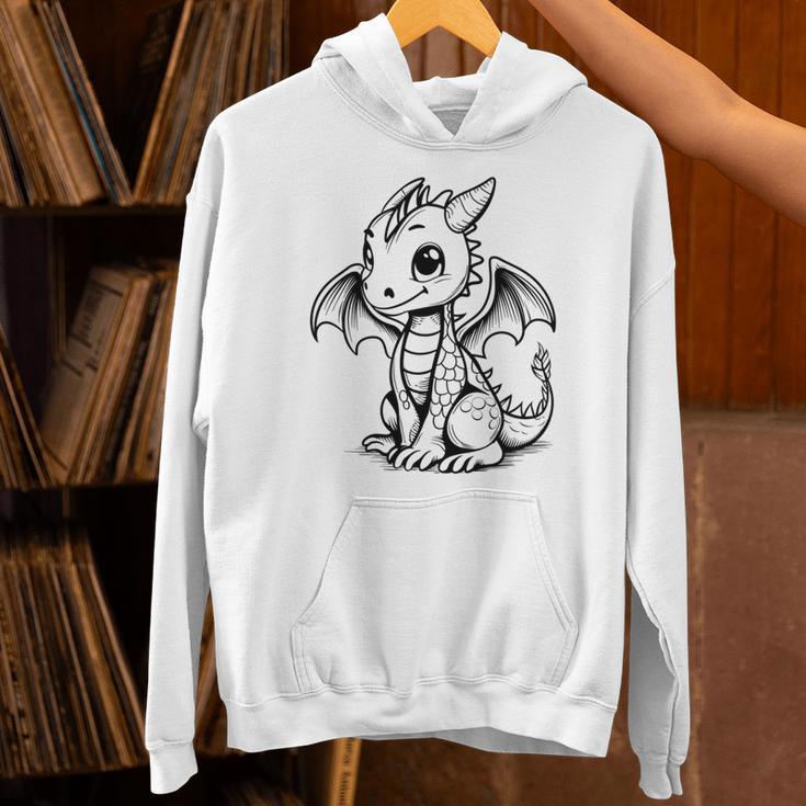 Cute Kawaii Dragon Coloring Book Art Color In Unisex Hoodie Cute Kawaii Dragon Coloring Book Art Color In Unisex Hoodie