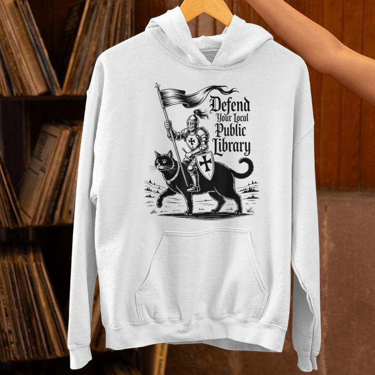 Defend Your Local Public Library Cat Knight Book Lover Unisex Hoodie