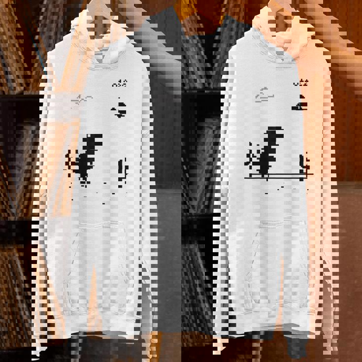 Dino T-Rex 恐竜 ピクセルゲーム インターネットなし オフライン 面白い 男性 パーカー