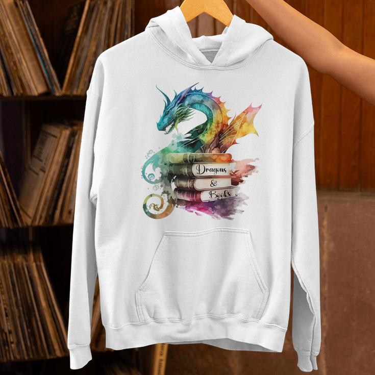 Dragons And Books Watercolor Fantasy Dragon Lover Theme Unisex Hoodie Dragons And Books Watercolor Fantasy Dragon Lover Theme Unisex Hoodie