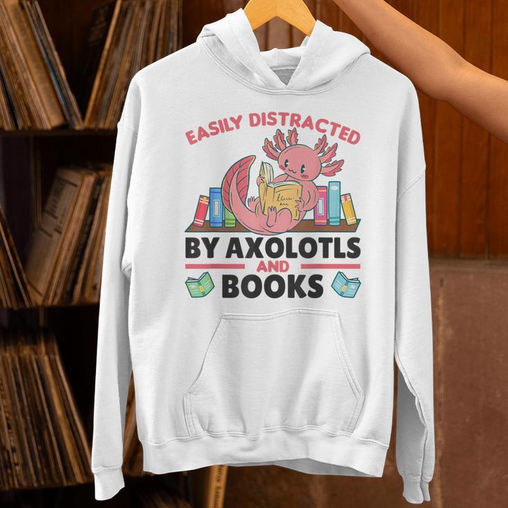 Easily Distracted By Axolotls And Books Cute Axolotl Unisex Hoodie