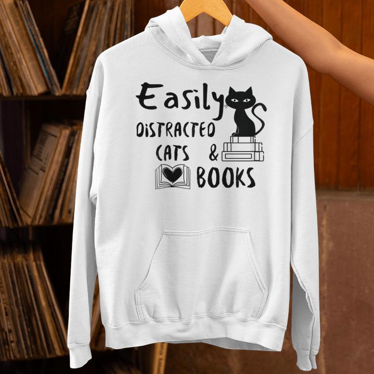 Easily Distracted Cats And Books Funny Book Lover Cat Gifts Women Unisex Hoodie Easily Distracted Cats And Books Funny Book Lover Cat Gifts Women Unisex Hoodie