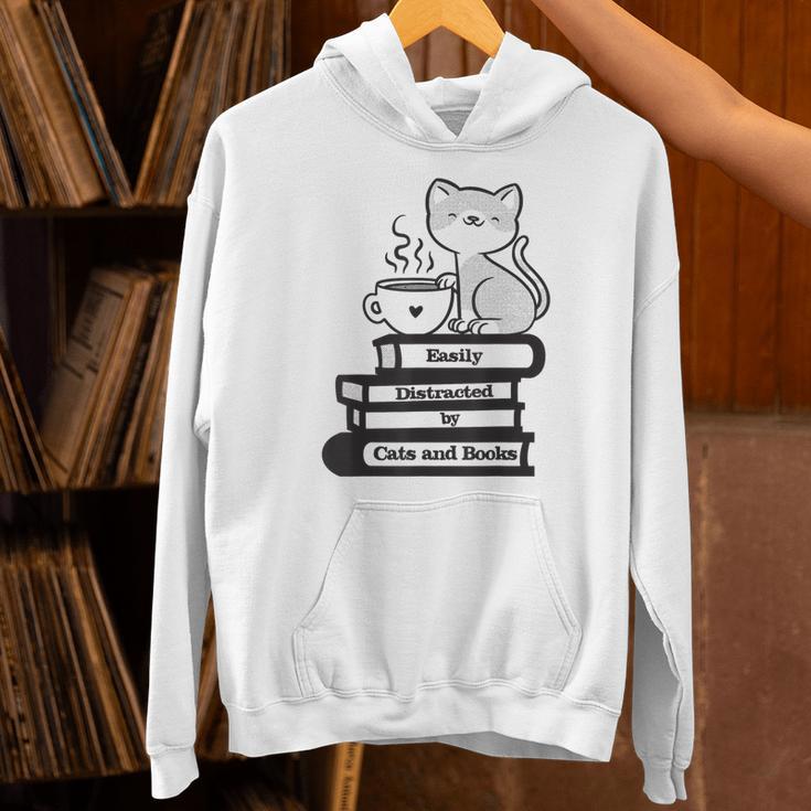 Easily Distracted Cats And Books Unisex Hoodie Easily Distracted Cats And Books Unisex Hoodie