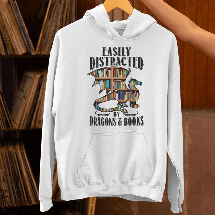 EASILY DISTRACTED BY DRAGONS & BOOKS Medieval Fantasy Reader Unisex Hoodie EASILY DISTRACTED BY DRAGONS & BOOKS Medieval Fantasy Reader Unisex Hoodie