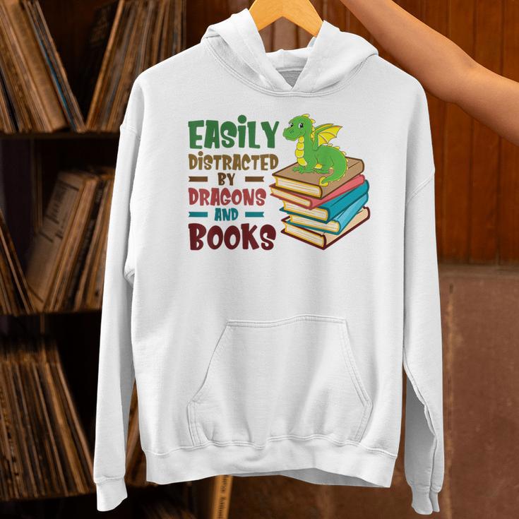 Easily Distracted By Dragons And Books Book Nerd Reading Unisex Hoodie