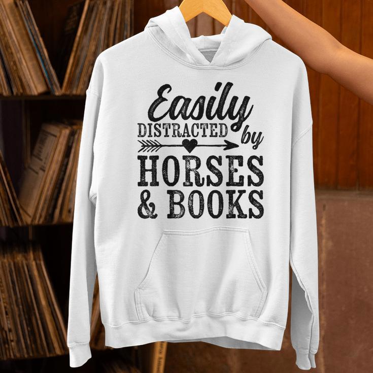 Easily Distracted By Horses And Books Horse Lover Unisex Hoodie