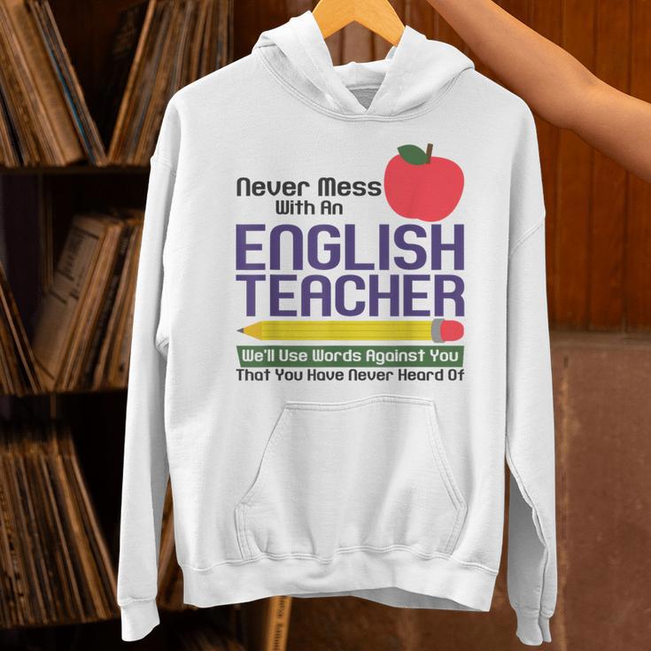 English Teacher Humor Reading Books Vocabulary Grammar Unisex Hoodie
