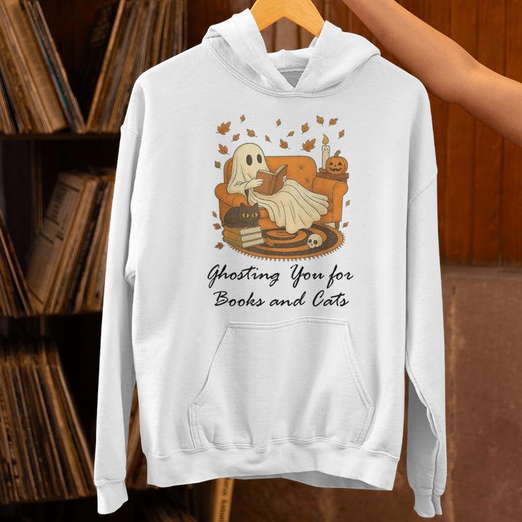 Fall Cat Ghosting You For Book Halloween Ghost Reading Unisex Hoodie Fall Cat Ghosting You For Book Halloween Ghost Reading Unisex Hoodie