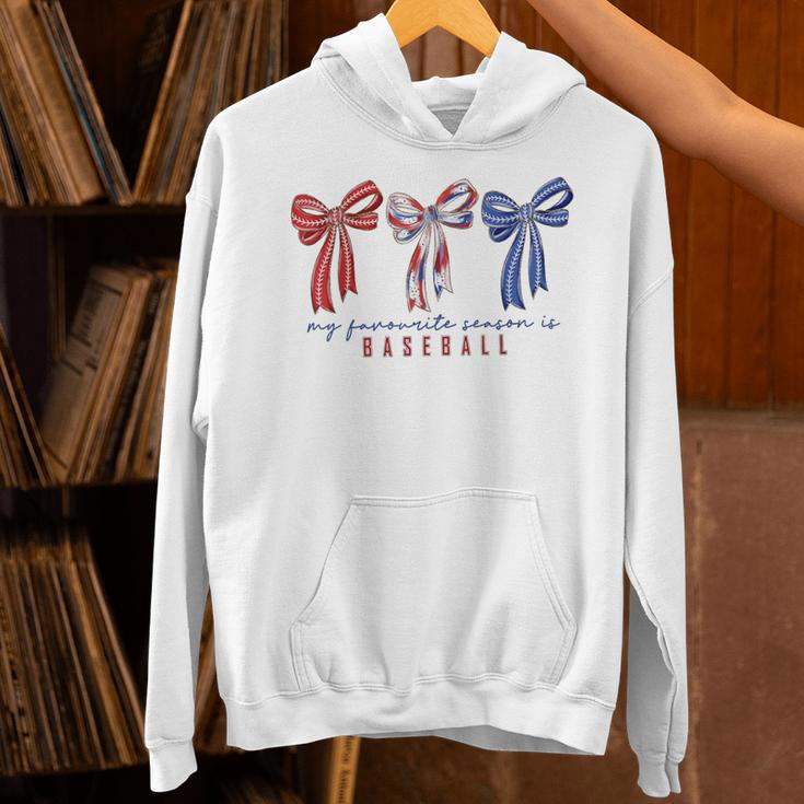 My Favorite Season Is Baseball Coquette Bow Game Day Mom Sis Unisex Hoodie My Favorite Season Is Baseball Coquette Bow Game Day Mom Sis Unisex Hoodie