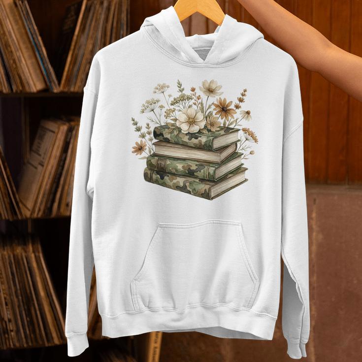 Floral Boho Flowers Books Camo Teacher Wildflowers Reading Unisex Hoodie