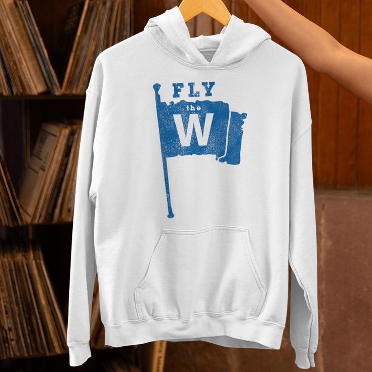 Fly The W Chicago Baseball Winning Flag Distressed Premium Tri-Blend Unisex Hoodie