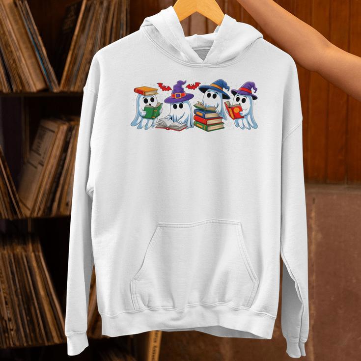 Ghost Book Reading Halloween Books Lover Teacher Kids Performance Unisex Hoodie