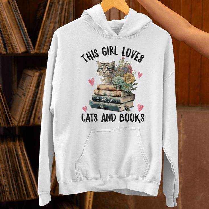This Girl Loves Cats And Books Cat Watercolor Unisex Hoodie