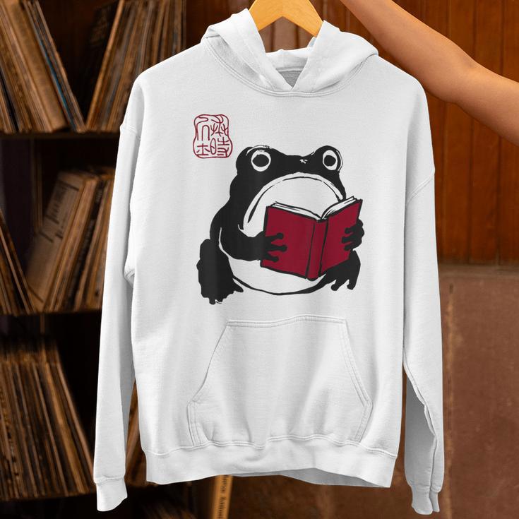 Grumpy Frog Book Lover Librarian Anime Japanese Unisex Hoodie