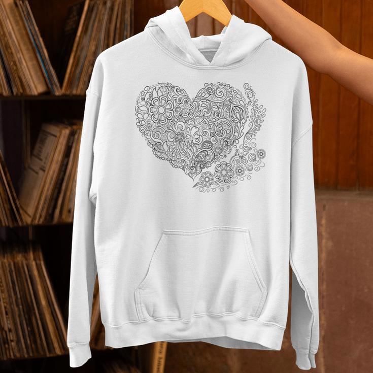 Heart Shaped Adult Coloring Book Style FashionShirt Unisex Hoodie Heart Shaped Adult Coloring Book Style FashionShirt Unisex Hoodie