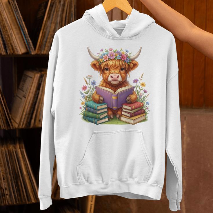 Highland Cow Book Floral Bookworm Librarian Cute Easter Day Unisex Hoodie Highland Cow Book Floral Bookworm Librarian Cute Easter Day Unisex Hoodie