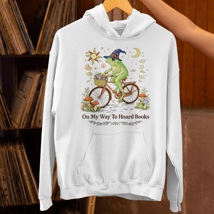 ON My Way To Hoard Books Cute Frog For Book Lovers Unisex Hoodie ON My Way To Hoard Books Cute Frog For Book Lovers Unisex Hoodie