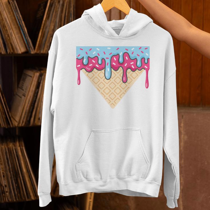 Ice Cream Baseball Cone Dripping Sprinkles Kids Boys Summer Premium Tri-Blend Unisex Hoodie