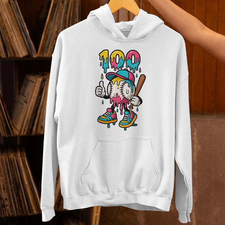 Ice Cream Drip Baseball Party 100 Days Of School Teacher Unisex Hoodie Ice Cream Drip Baseball Party 100 Days Of School Teacher Unisex Hoodie