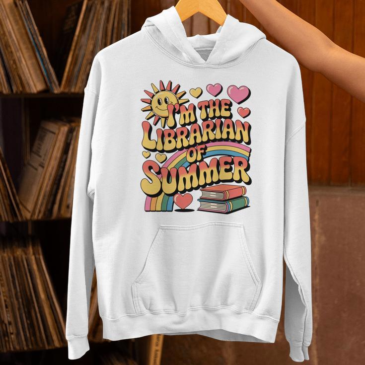 I'm The Librarian Of Summer Groovy Rainbow Retro Book Lover Unisex Hoodie