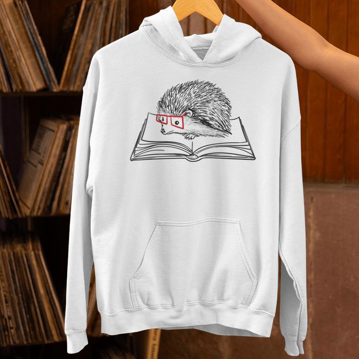 Intellectual Hedgehog Reading Book Literature Unisex Hoodie