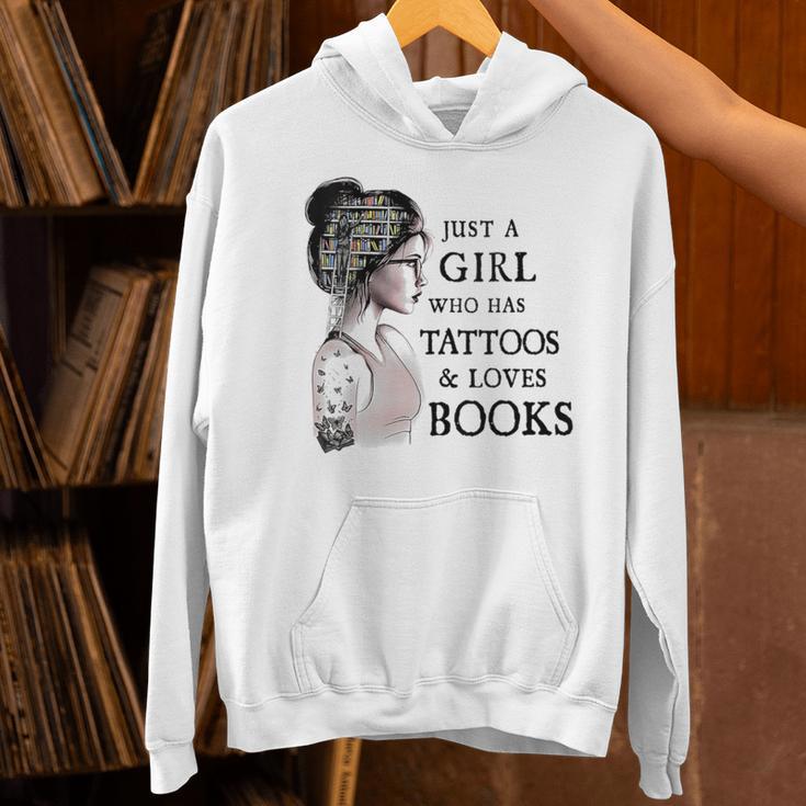 Just A Girl Who Has Tattoos And Loves Books Unisex Hoodie