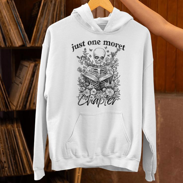 Just One More Chapter Vintage Floral Skeleton Reading Book Unisex Hoodie