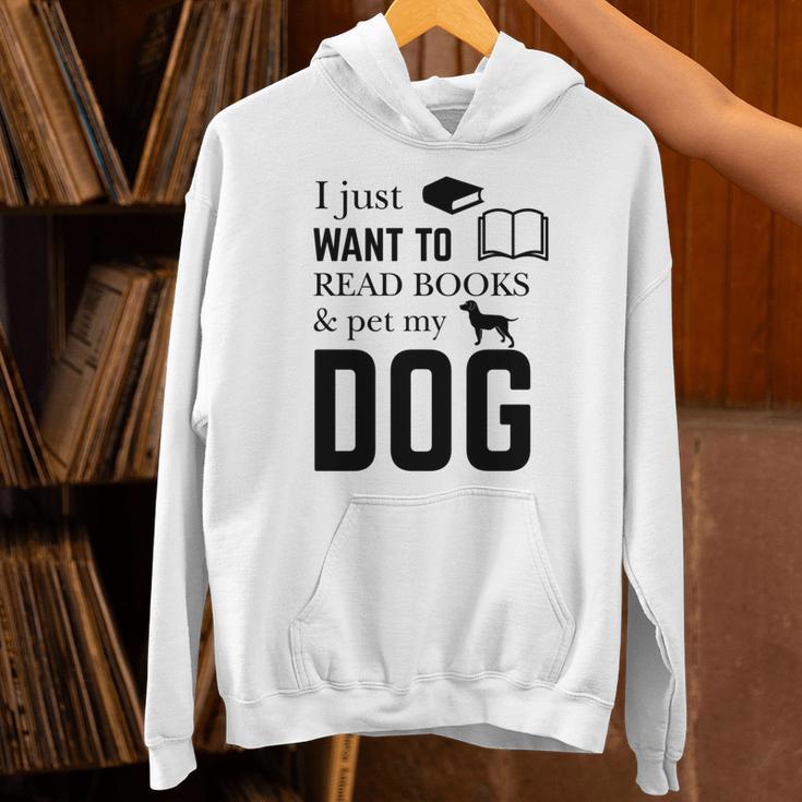 I Just Want To Read Books And Pet My Dog Reading Unisex Hoodie