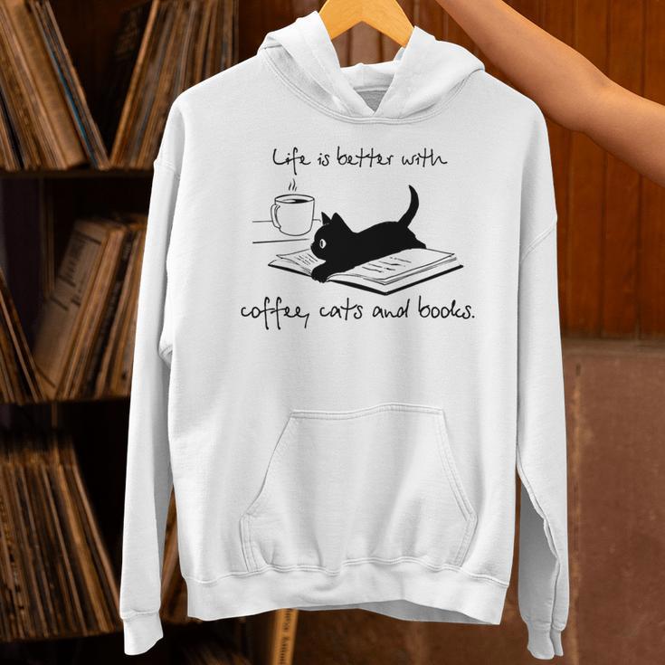 Life Is Better With Books Cats And Coffee Unisex Hoodie