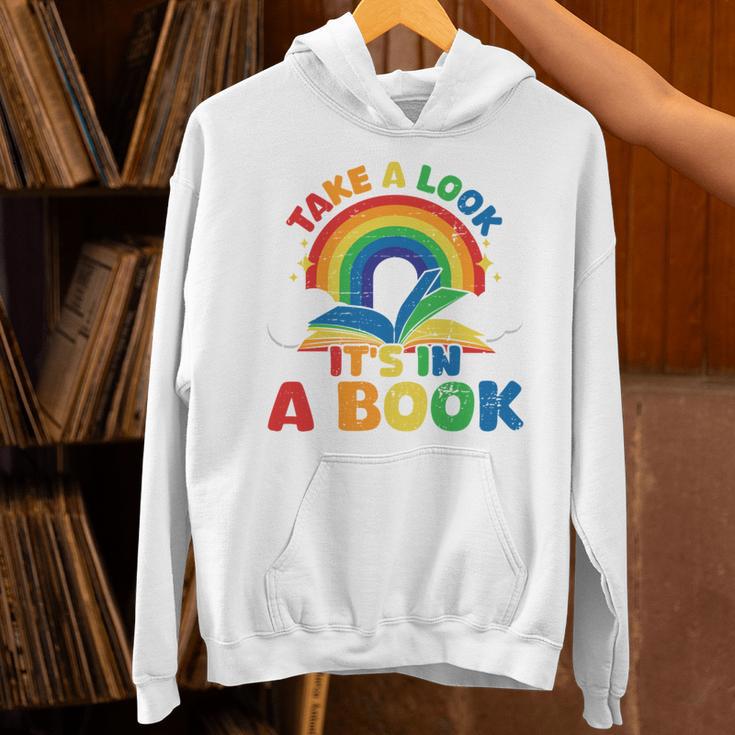 Take a Look It's In a Book Rainbow Reading Unisex Hoodie
