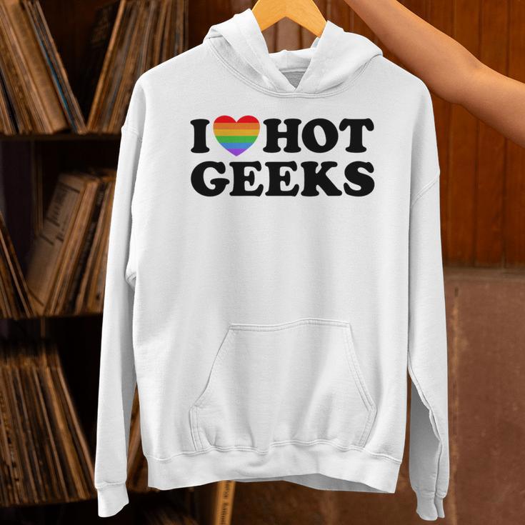 I Love Hot Geeks Cute Pride Gamer Book Nerd Fandom Fan Premium Tri-Blend Unisex Hoodie