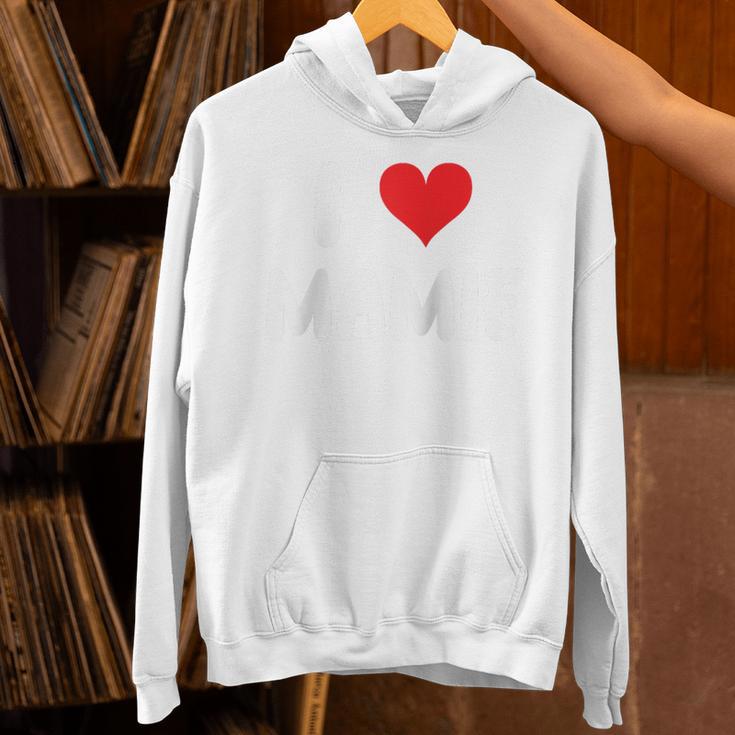 I Love Mamie Heart Grandma Grandmother Grandparent Raglan Baseball Tee Unisex Hoodie