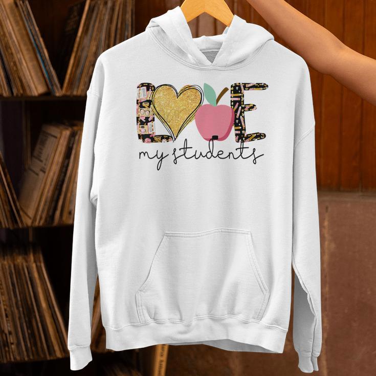 Love My Students Book Pencil Apple Back To School Unisex Hoodie