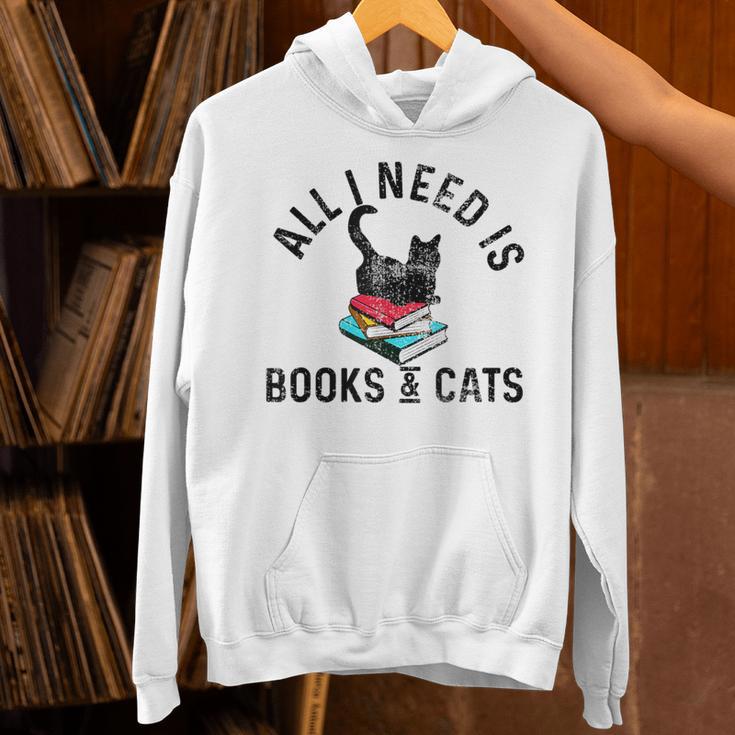 All Need Is Books & Cats Book Reader And Kittens Art Unisex Hoodie