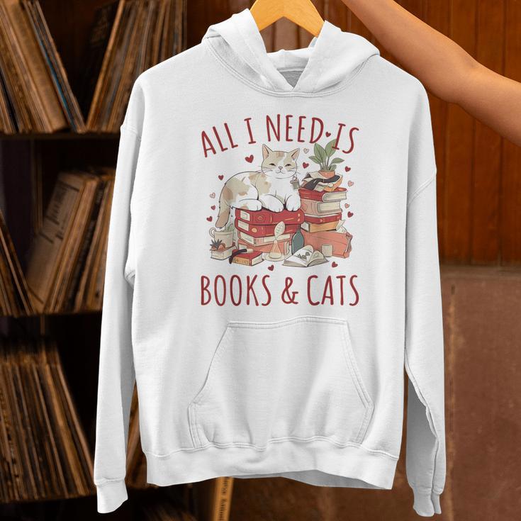 All I Need Is Books And Cats Valentines Day Reading Bookworm Unisex Hoodie