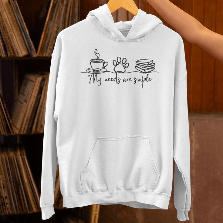 My Needs Are Simple Coffee Dog Paw Books Cozy Reading Lover Premium Tri-Blend Unisex Hoodie