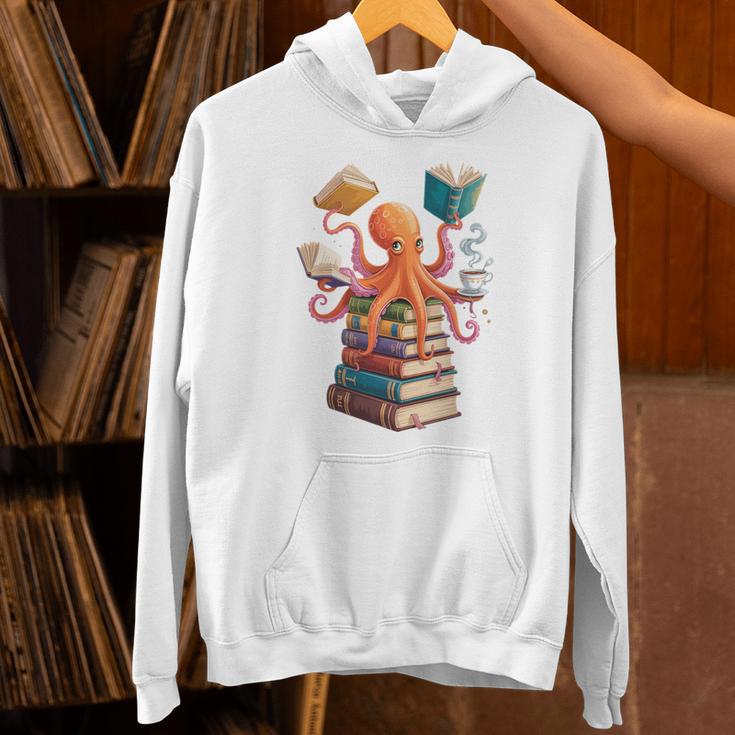 Octopus Book Reading Book Reader Ocean Octopus Premium Tri-Blend Unisex Hoodie