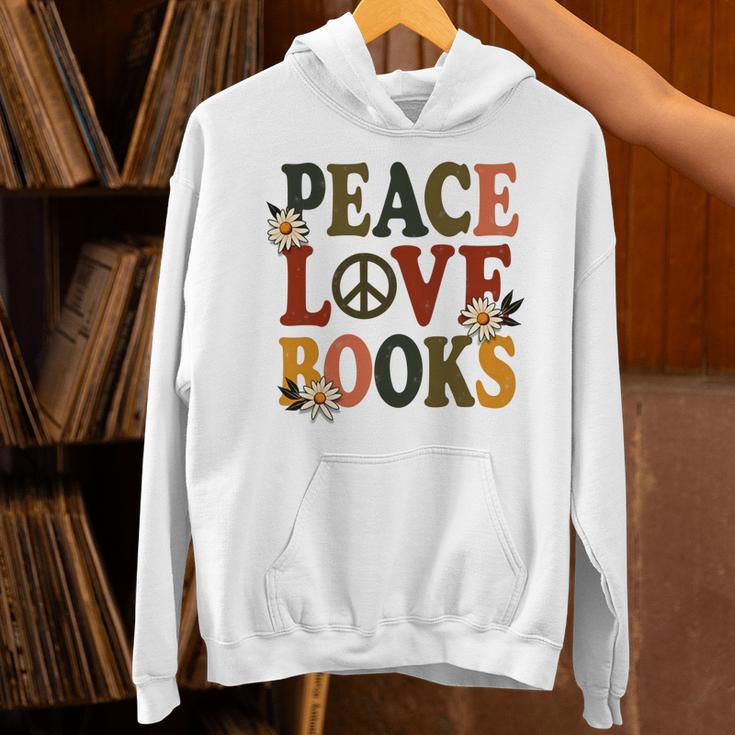 Peace Love Books Librarian Teacher Life Book Library Unisex Hoodie