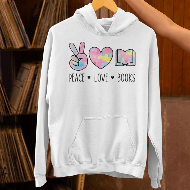 Peace Love Books Pastel Reading Heart Art For Book Lovers Unisex Hoodie