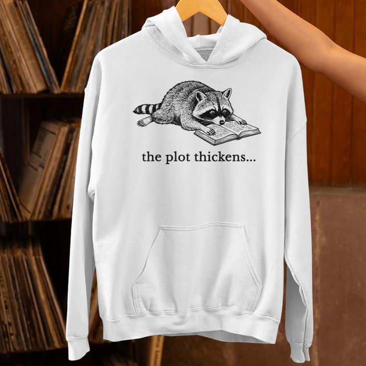 The Plot Thickens Raccoon Reading Book Bookish Unisex Hoodie