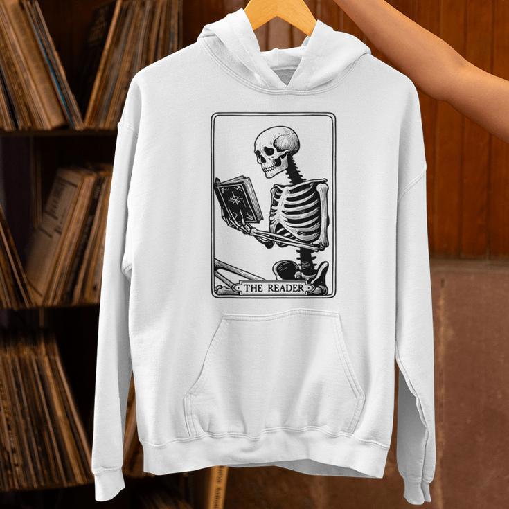 The Reader Tarot Card Skeleton Reading Book Books Unisex Hoodie The Reader Tarot Card Skeleton Reading Book Books Unisex Hoodie
