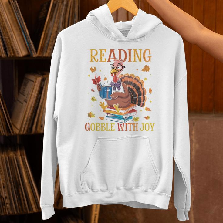 Reading Makes Me Gobble With Joy Turkey Reading Book L Unisex Hoodie Reading Makes Me Gobble With Joy Turkey Reading Book L Unisex Hoodie