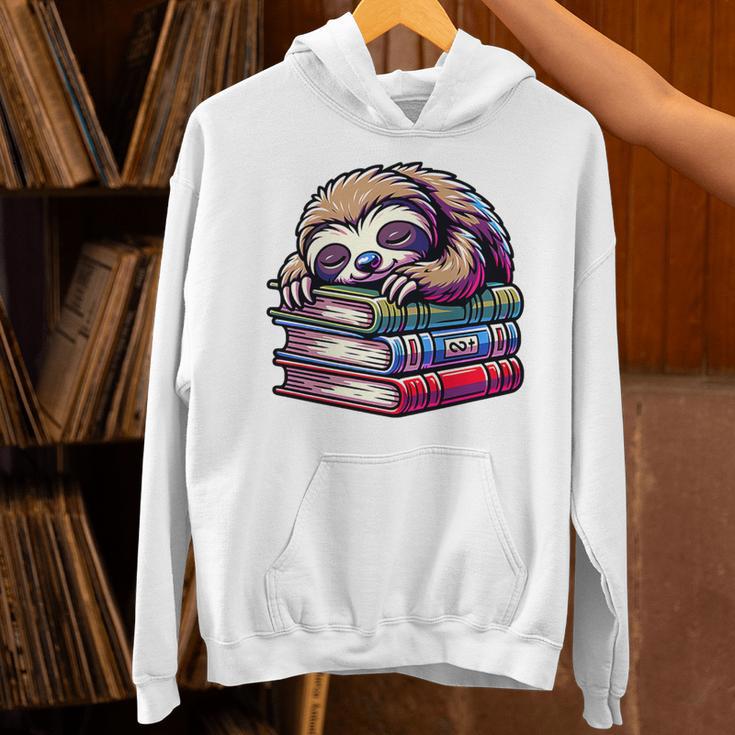 Reading Muffler Sloth On Stack Of Books Premium Tri-Blend Unisex Hoodie