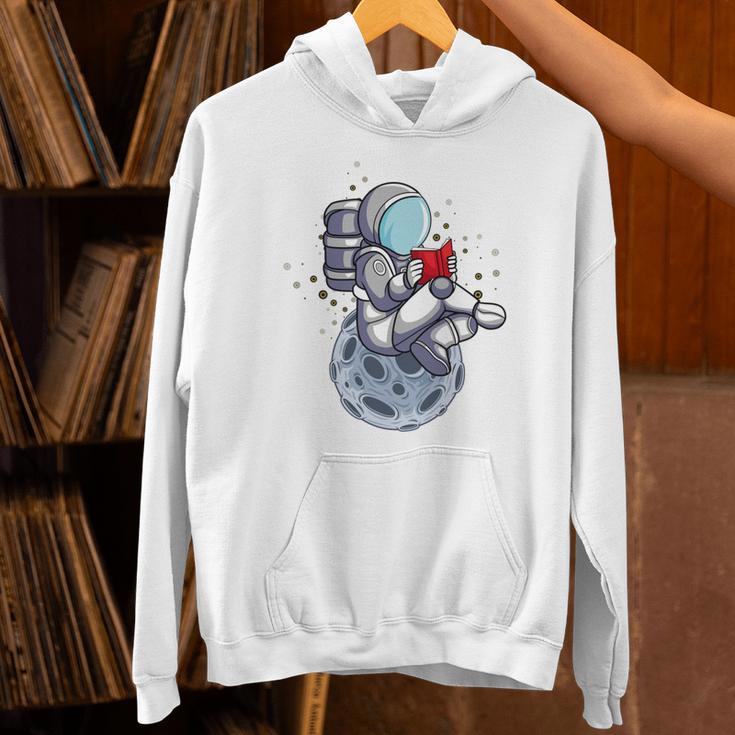 Reading Read Books Reader Nerd Cartoon Astronaut Moon Unisex Hoodie