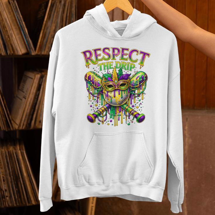 Respect The Drip Mardi Gras Baseball Ice Cream Boys Carnival Unisex Hoodie