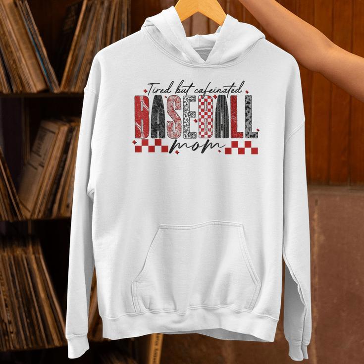 Retro Checkered Tired But Caffeinated Baseball Mom Leopard Unisex Hoodie Retro Checkered Tired But Caffeinated Baseball Mom Leopard Unisex Hoodie