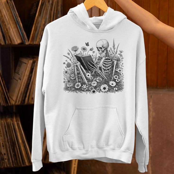 Skeleton Reading Book Floral Bookish Aesthetic Book Lover Unisex Hoodie Skeleton Reading Book Floral Bookish Aesthetic Book Lover Unisex Hoodie